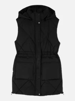Long Hooded Puffer Vest