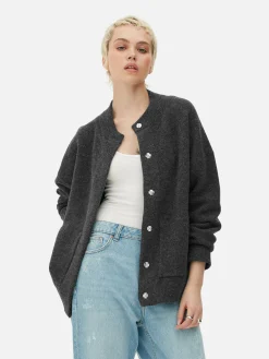 Oversized Knit Bomber Jacket