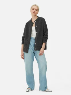 Oversized Knit Bomber Jacket