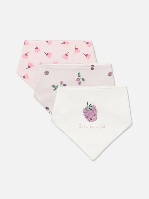 3-Pack Berry Graphic Bandana Bibs
