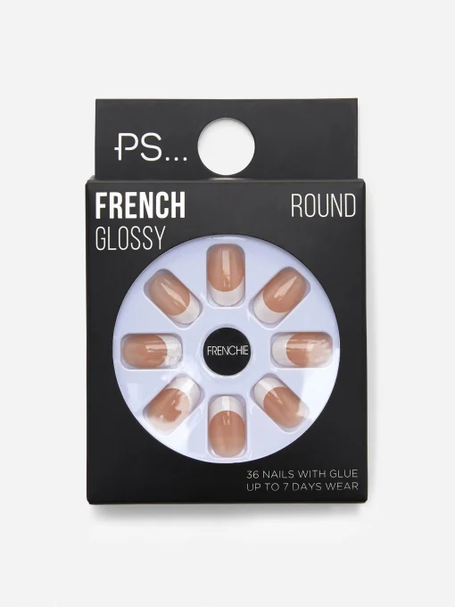 36-Pack PS French Round Faux Nails