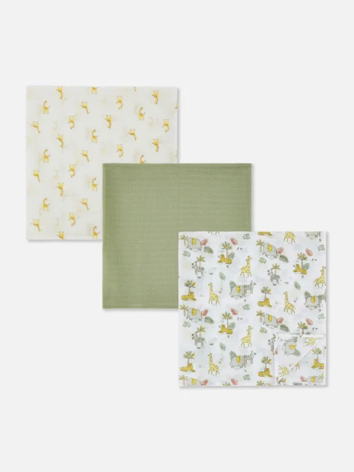 3-Pack Safari Burp Cloths