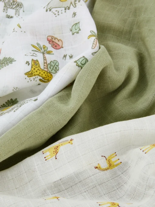 3-Pack Safari Burp Cloths