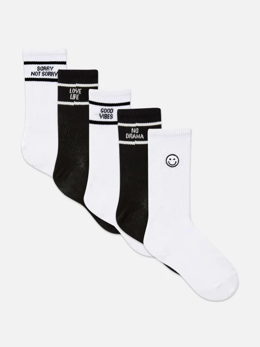 5-Pack Slogan Crew Socks