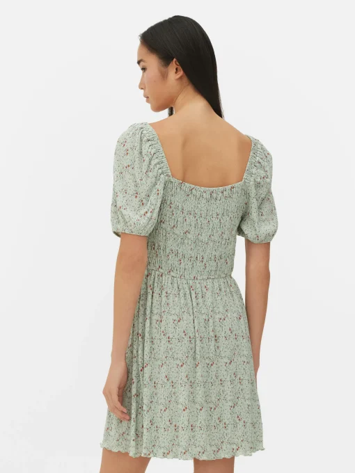 Plissé Shirred Mini Dress