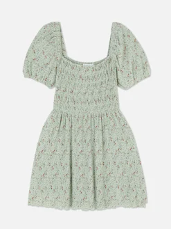 Plissé Shirred Mini Dress