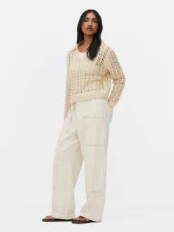Pointelle Collared Sweater