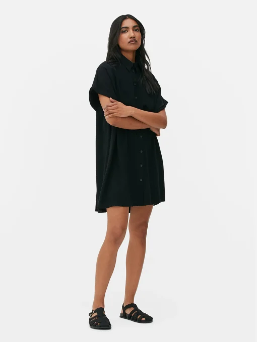 Relaxed Fit Short Sleeve Shirt Dress