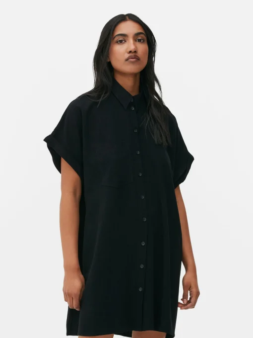 Relaxed Fit Short Sleeve Shirt Dress