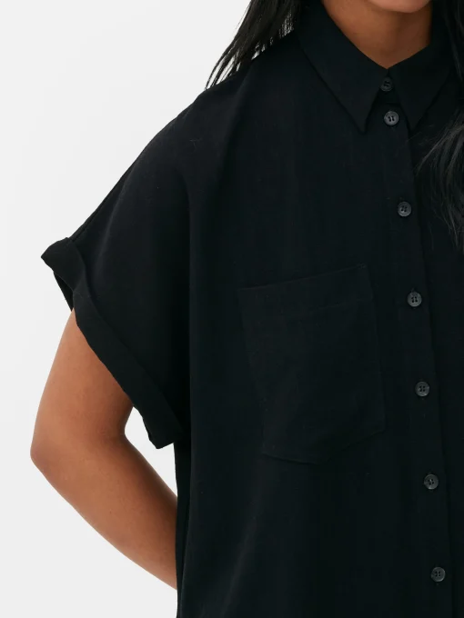 Relaxed Fit Short Sleeve Shirt Dress