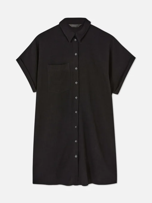 Relaxed Fit Short Sleeve Shirt Dress