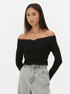 Ribbed Bardot Sweater