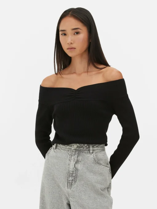 Ribbed Bardot Sweater