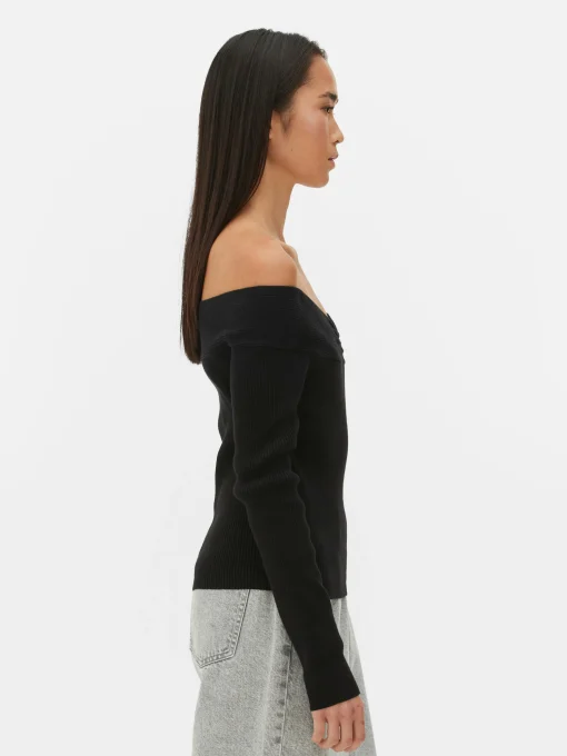 Ribbed Bardot Sweater