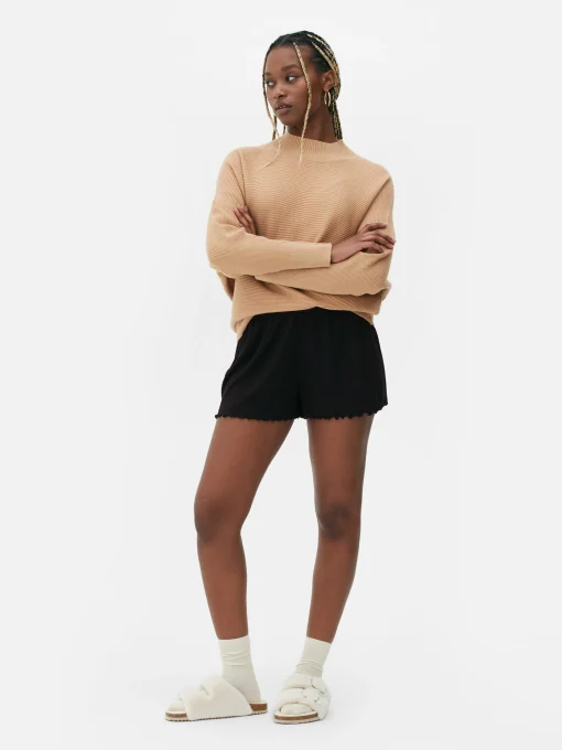 Ribbed Jersey Lounge Shorts