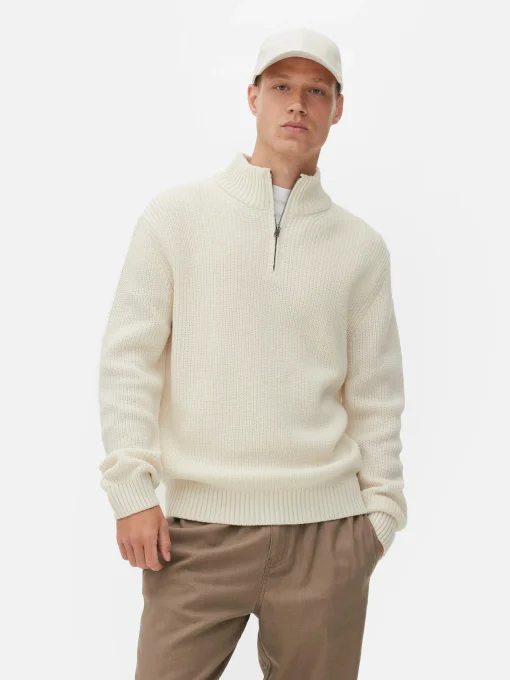 Rib-Knit Half-Zip Sweater