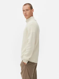 Rib-Knit Half-Zip Sweater