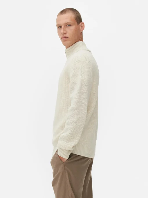 Rib-Knit Half-Zip Sweater