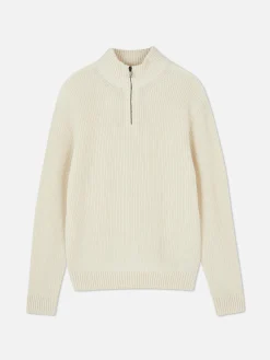Rib-Knit Half-Zip Sweater