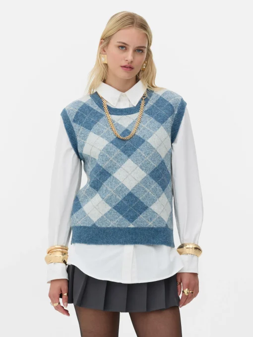 Rita Ora Argyle Knit Vest