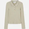 Rita Ora Long Sleeve Ribbed Polo
