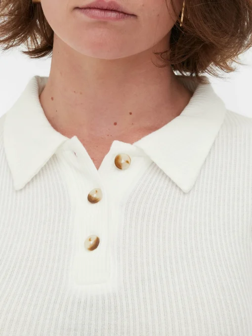 Rita Ora Long Sleeve Ribbed Polo
