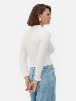 Rita Ora Long Sleeve Ribbed Polo