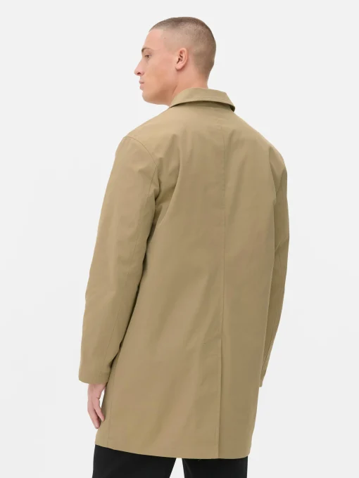Single-Breasted Long Raincoat