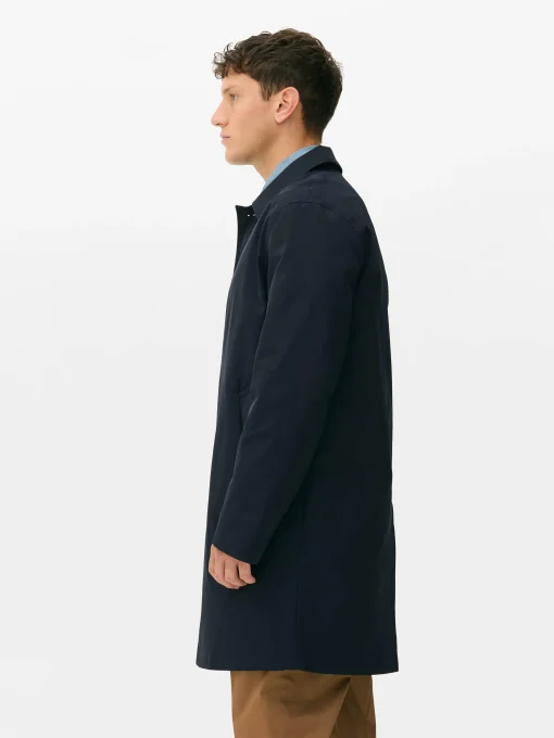 Single-Breasted Long Raincoat