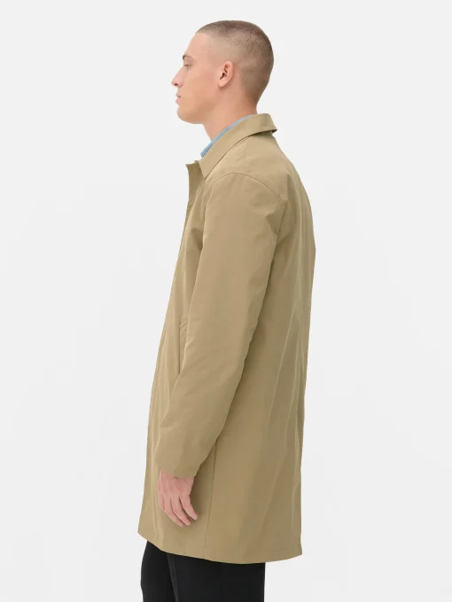 Single-Breasted Long Raincoat