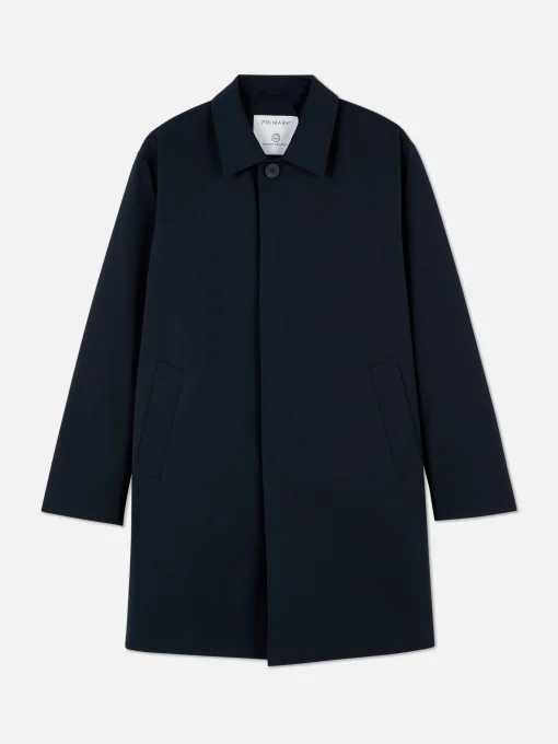 Single-Breasted Long Raincoat