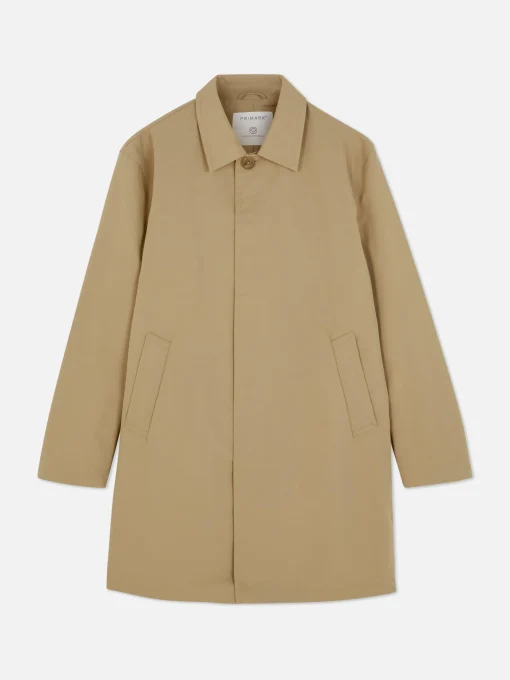 Single-Breasted Long Raincoat