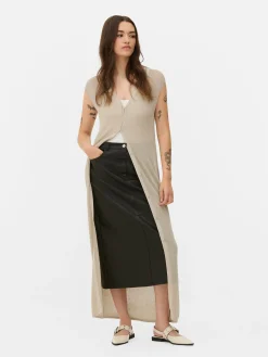 Sleeveless Long Cardigan