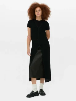 Sleeveless Long Cardigan