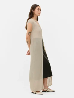 Sleeveless Long Cardigan