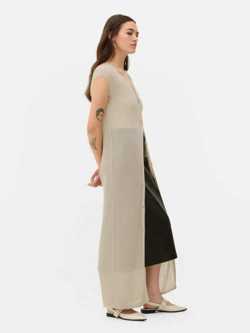 Sleeveless Long Cardigan