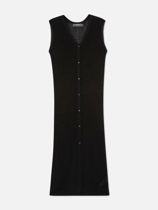Sleeveless Long Cardigan