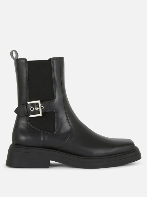 Square Toe Faux Leather Chelsea Boots