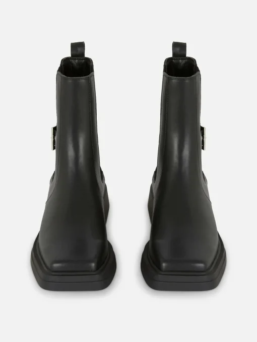Square Toe Faux Leather Chelsea Boots