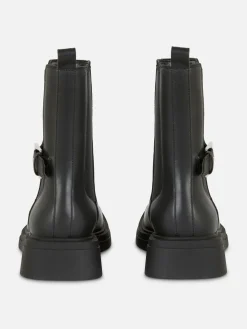 Square Toe Faux Leather Chelsea Boots