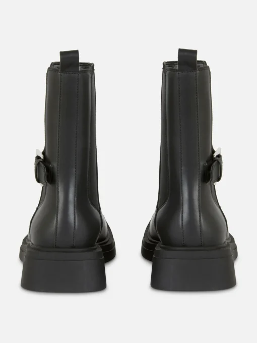 Square Toe Faux Leather Chelsea Boots
