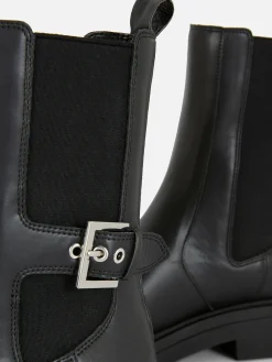 Square Toe Faux Leather Chelsea Boots
