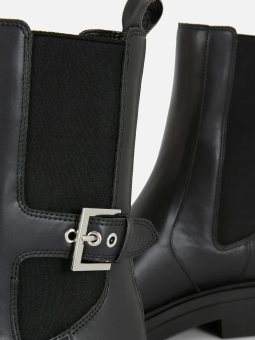 Square Toe Faux Leather Chelsea Boots