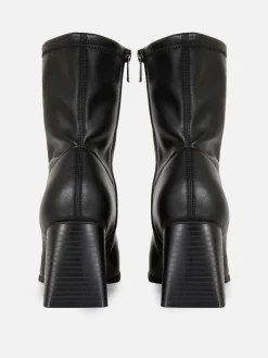 Square Toe Stretch Ankle Boots