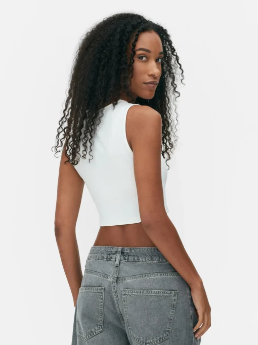 Stretch Cropped Racerback Tank