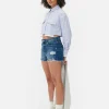 Striped Crop Utility Shirt