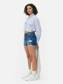Striped Crop Utility Shirt