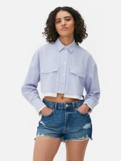 Striped Crop Utility Shirt