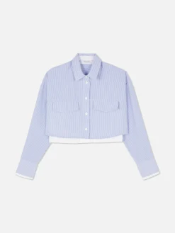 Striped Crop Utility Shirt