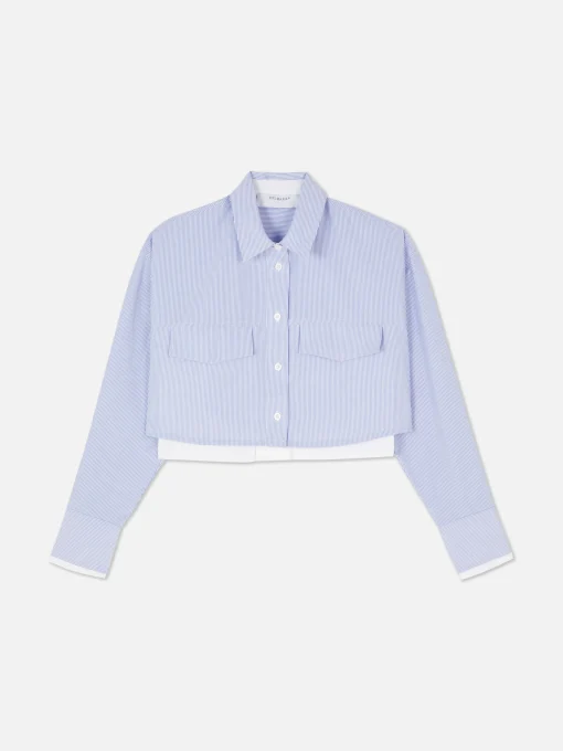 Striped Crop Utility Shirt